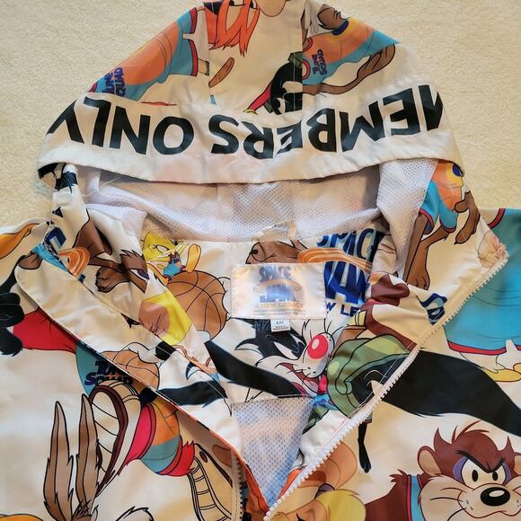 MEMBERS ONLY Jacket Space Jam Looney Tune Squad Hooded Windbreaker Size 4X - Picture 3 of 11